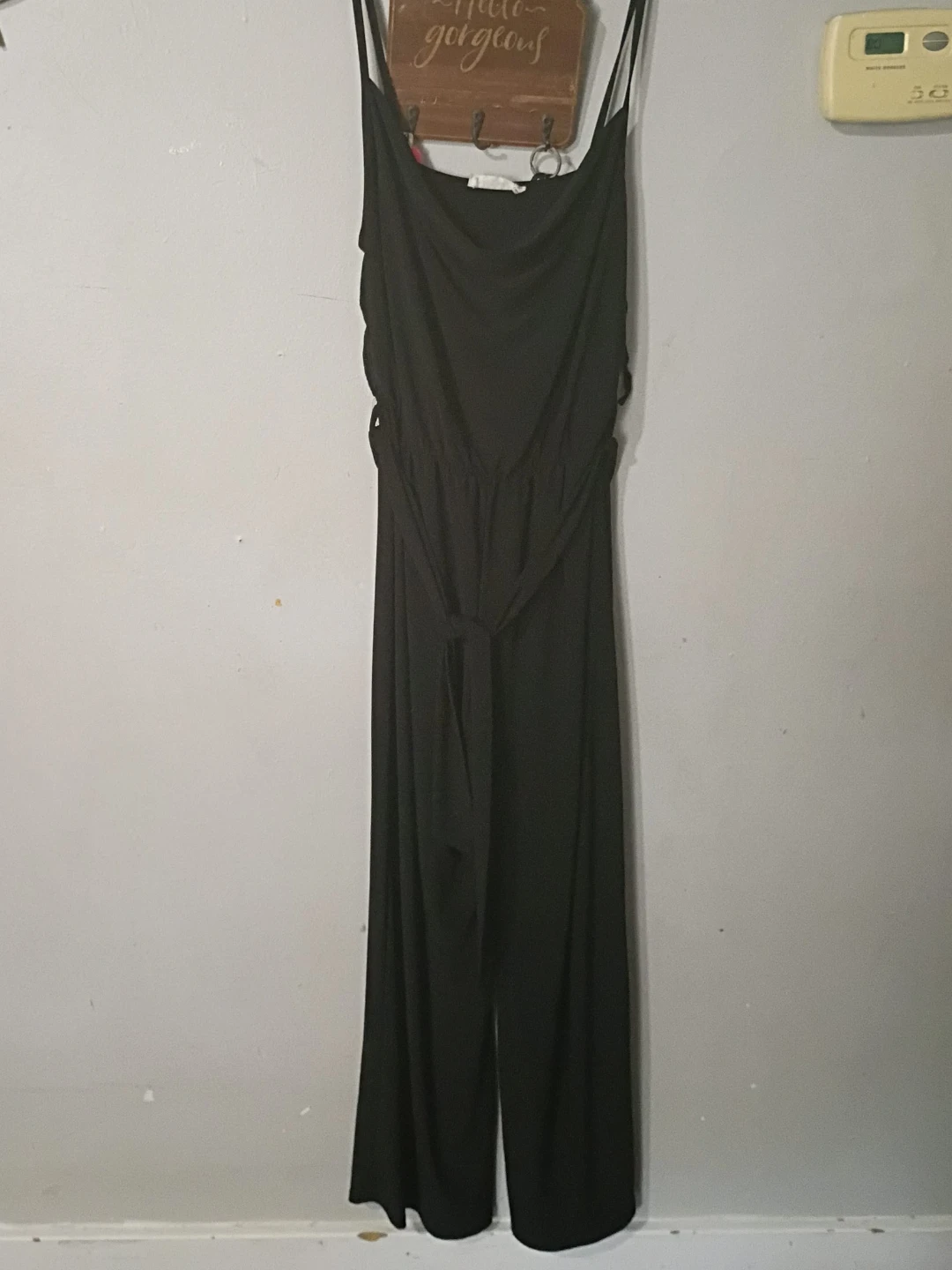 Black Wide Leg Jumpsuit with Tie Waist