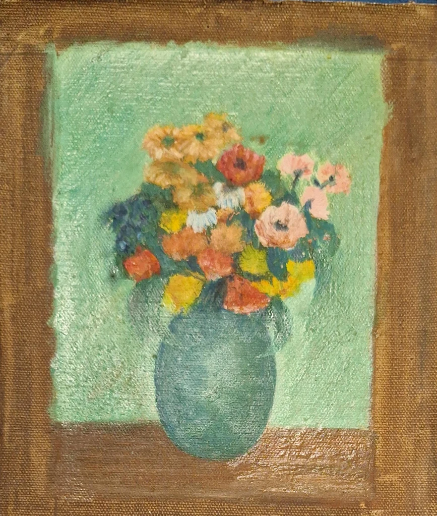 Oil Painting of Flowers in a Vase