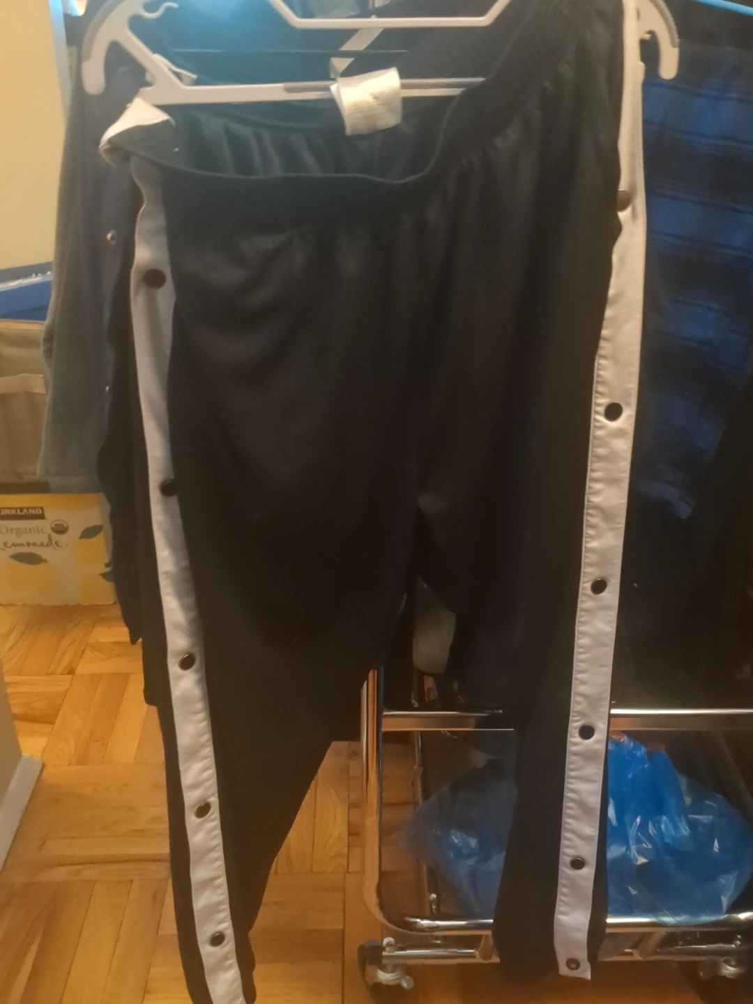 Black Snap Button Track Pants XL
