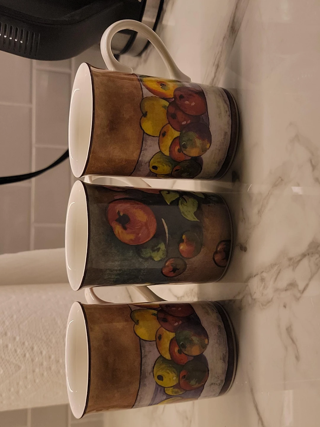 Set of 3 Mugs with Fruit Design