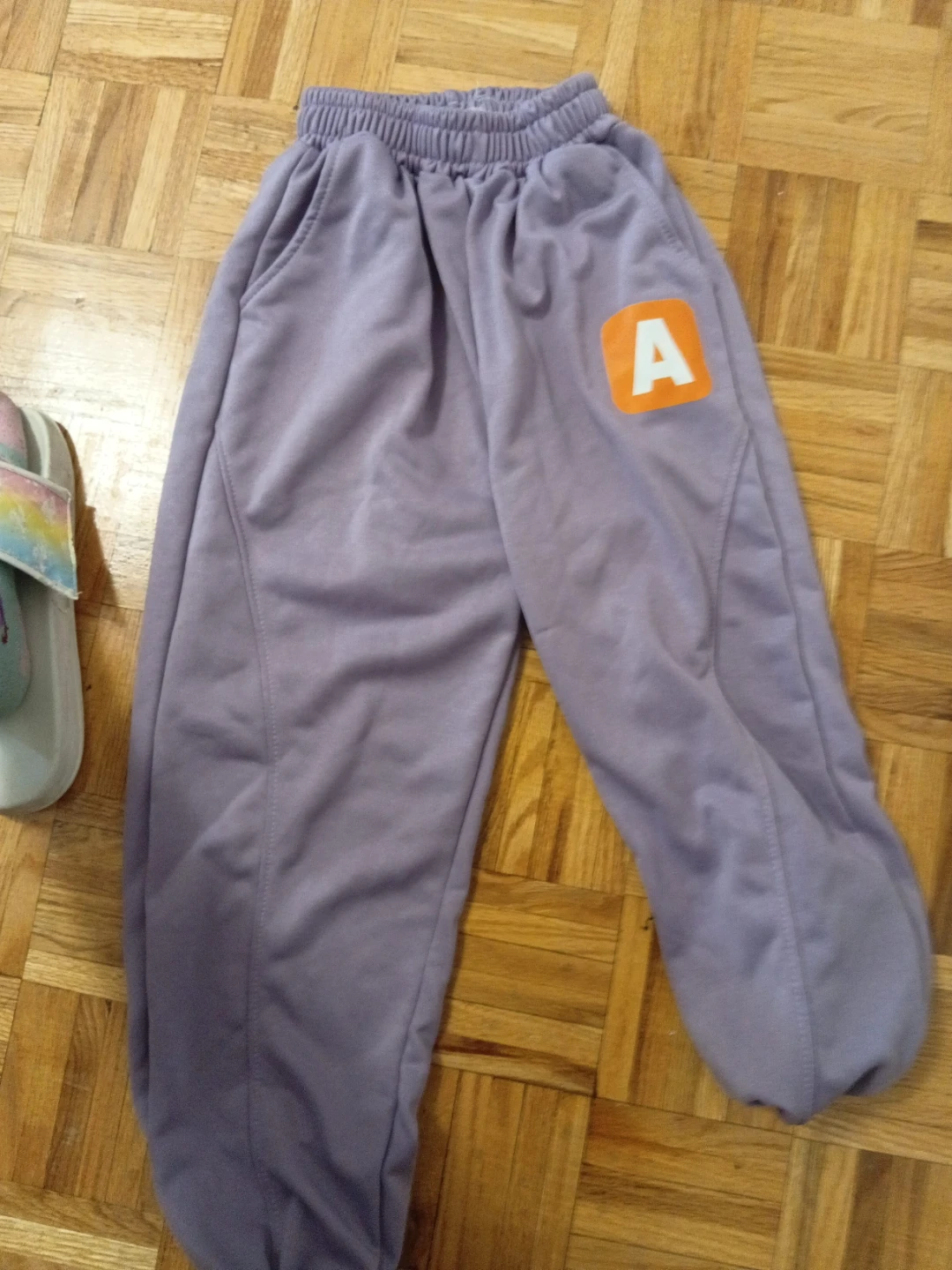 Lavender Sweatpants with 'A' Logo