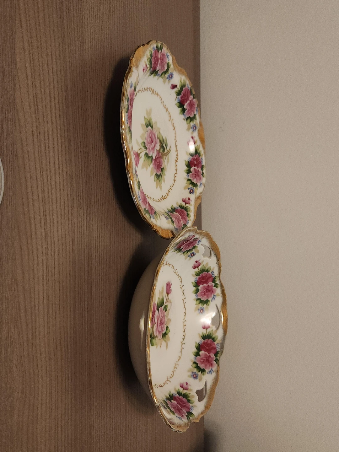 Vintage Floral Ceramic Bowl and Plate Set