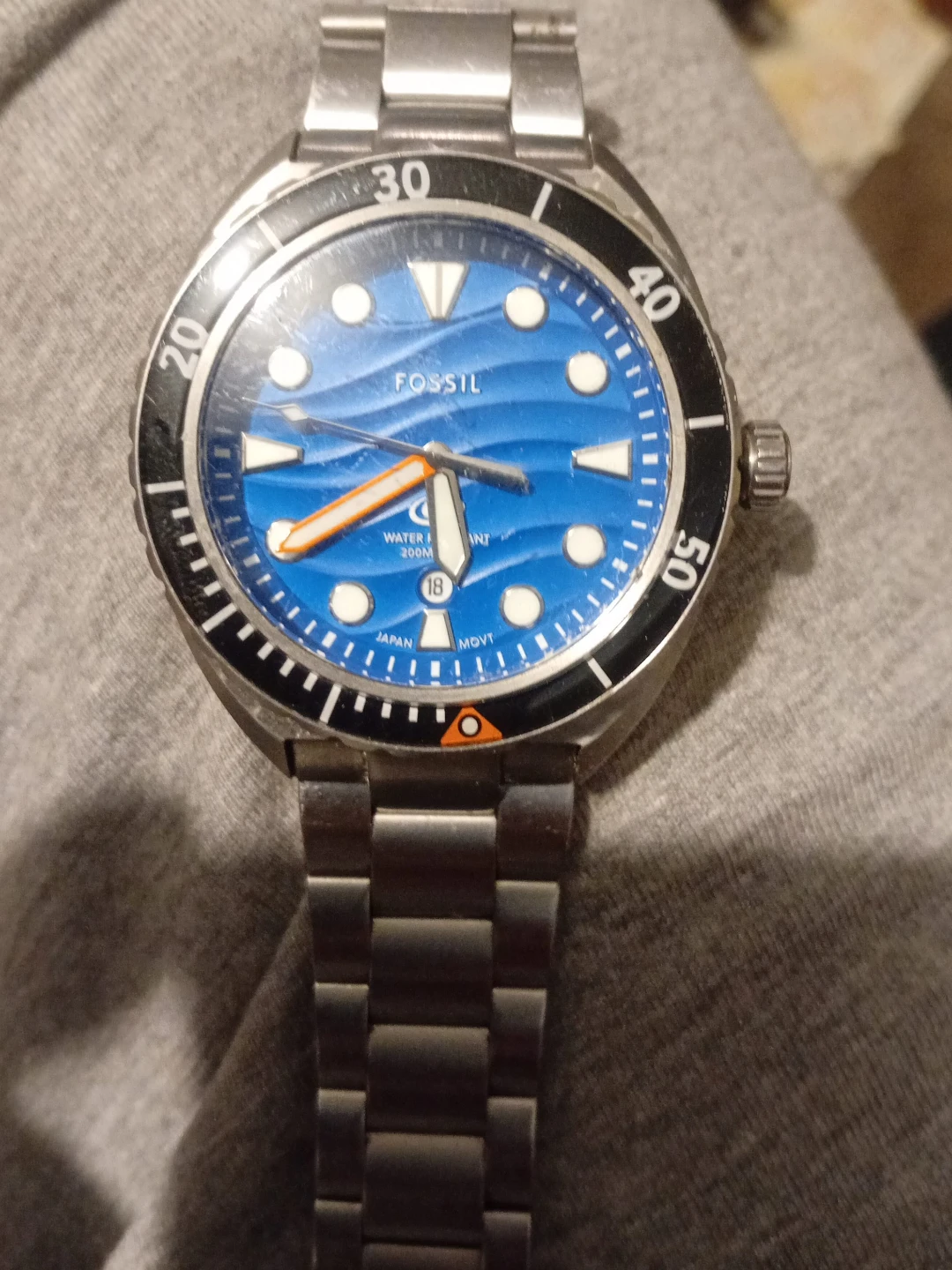 Fossil Blue Dial Dive Watch - Water Resistant 200M