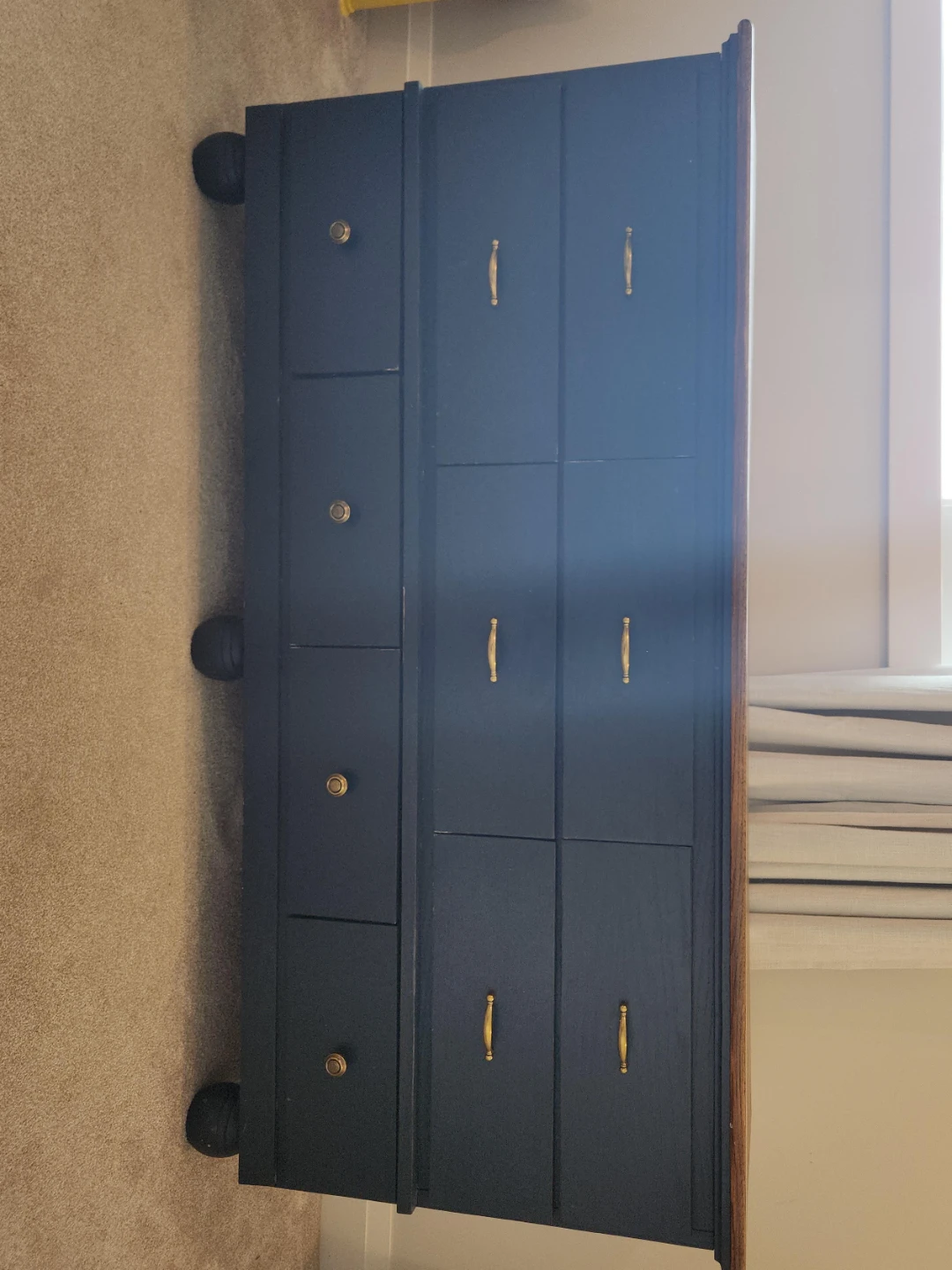 Dark Blue Dresser with Wood Top