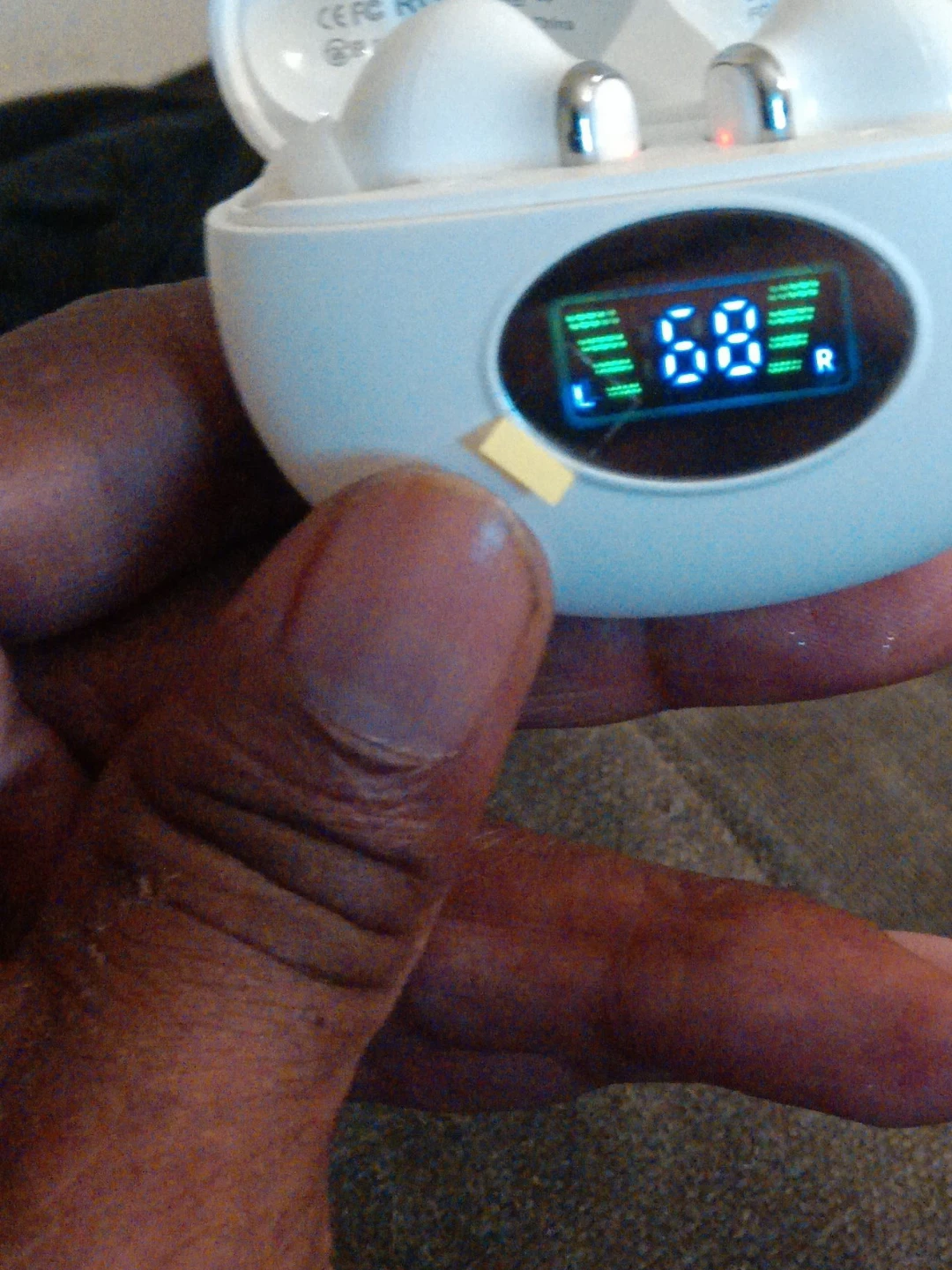 White Wireless Earbuds with Digital Case Display