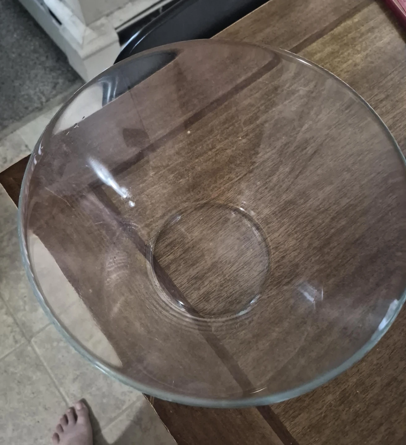Large clear glass mixing bowl