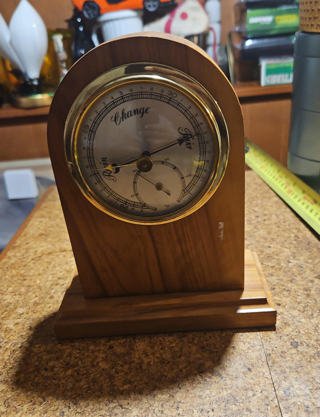 Wooden Barometer and Thermometer