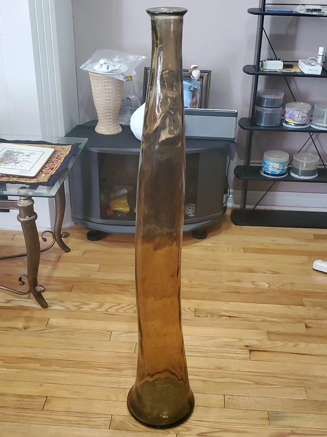 Tall Amber Glass Vase