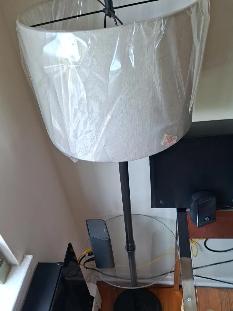 Black Floor Lamp with Glass Shelf