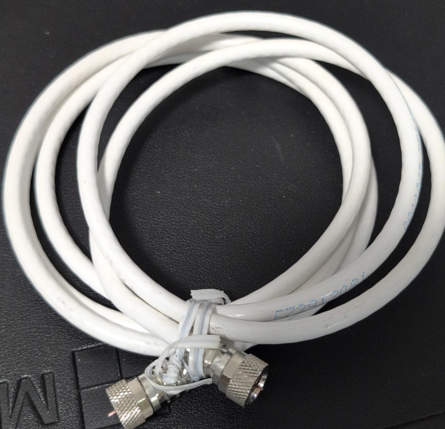 White Coaxial Cable with F Connectors
