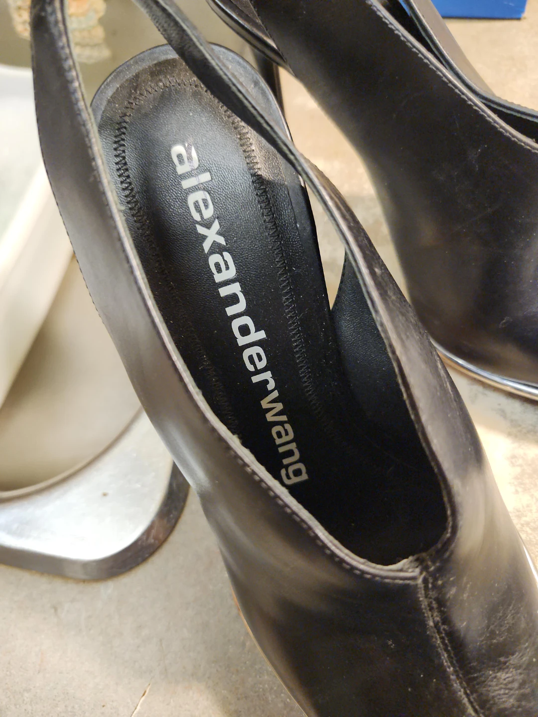 Alexander Wang Black Leather Slingback Heels