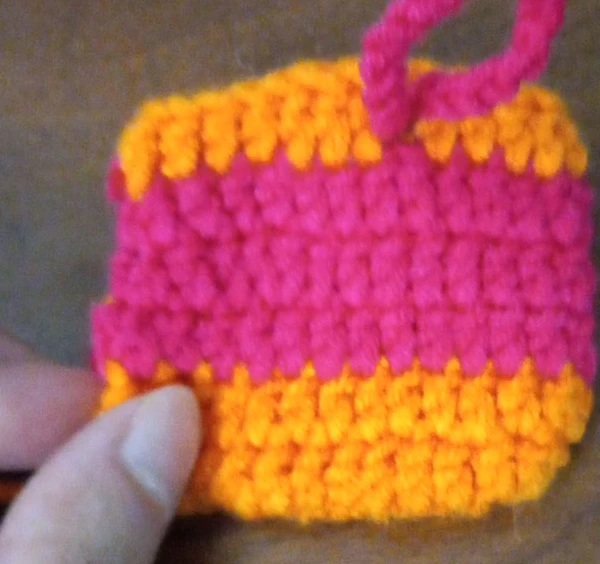 Handmade Crocheted Bag Charm - Pink & Orange