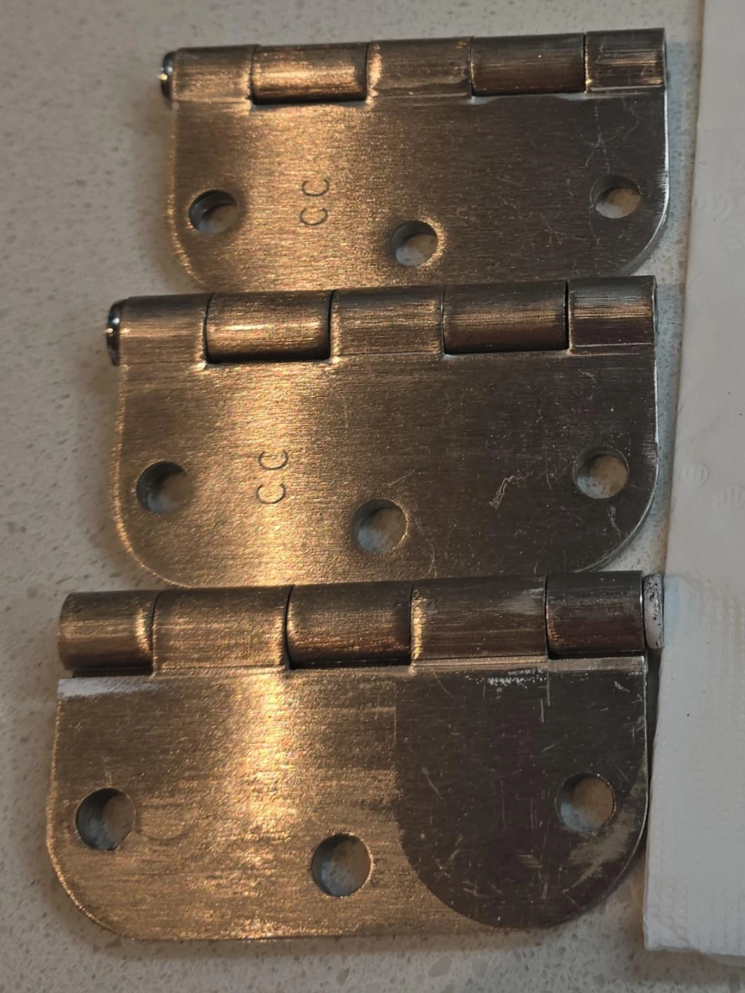 3x Silver Door Hinges