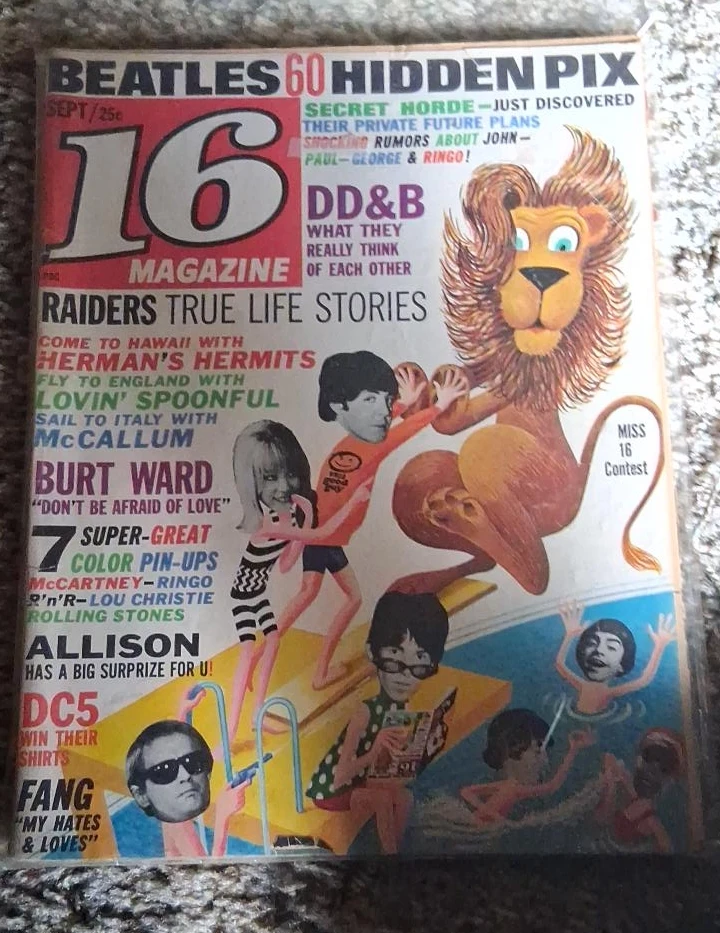 16 Magazine with Beatles 60 Hidden Pix - September 1967