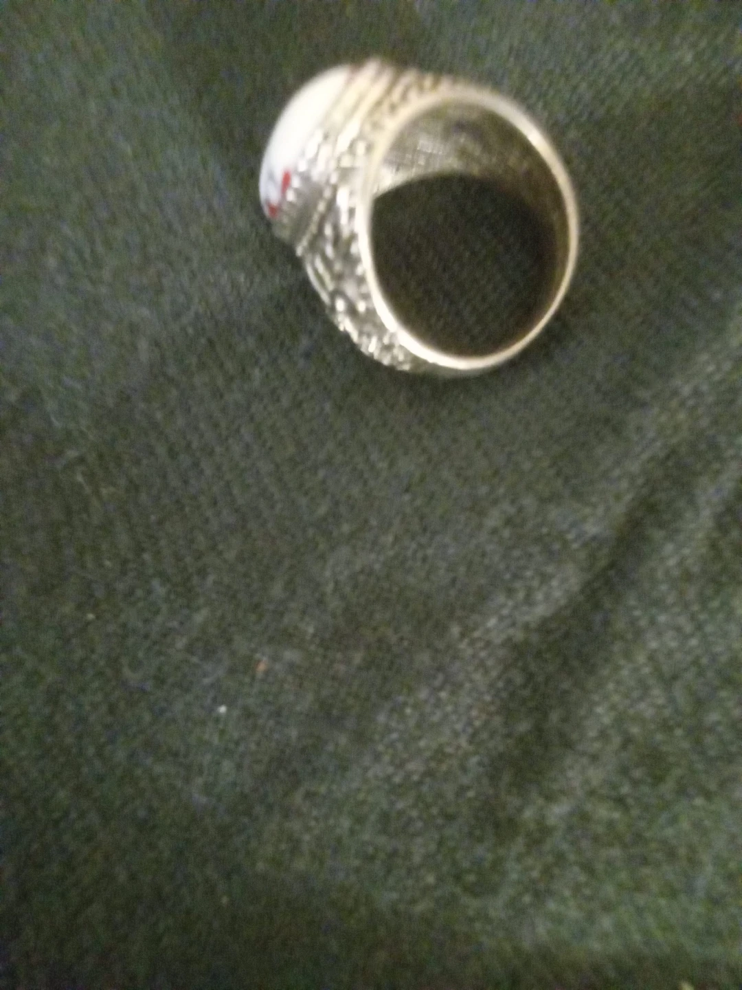 Silver Tone Ring with White Stone