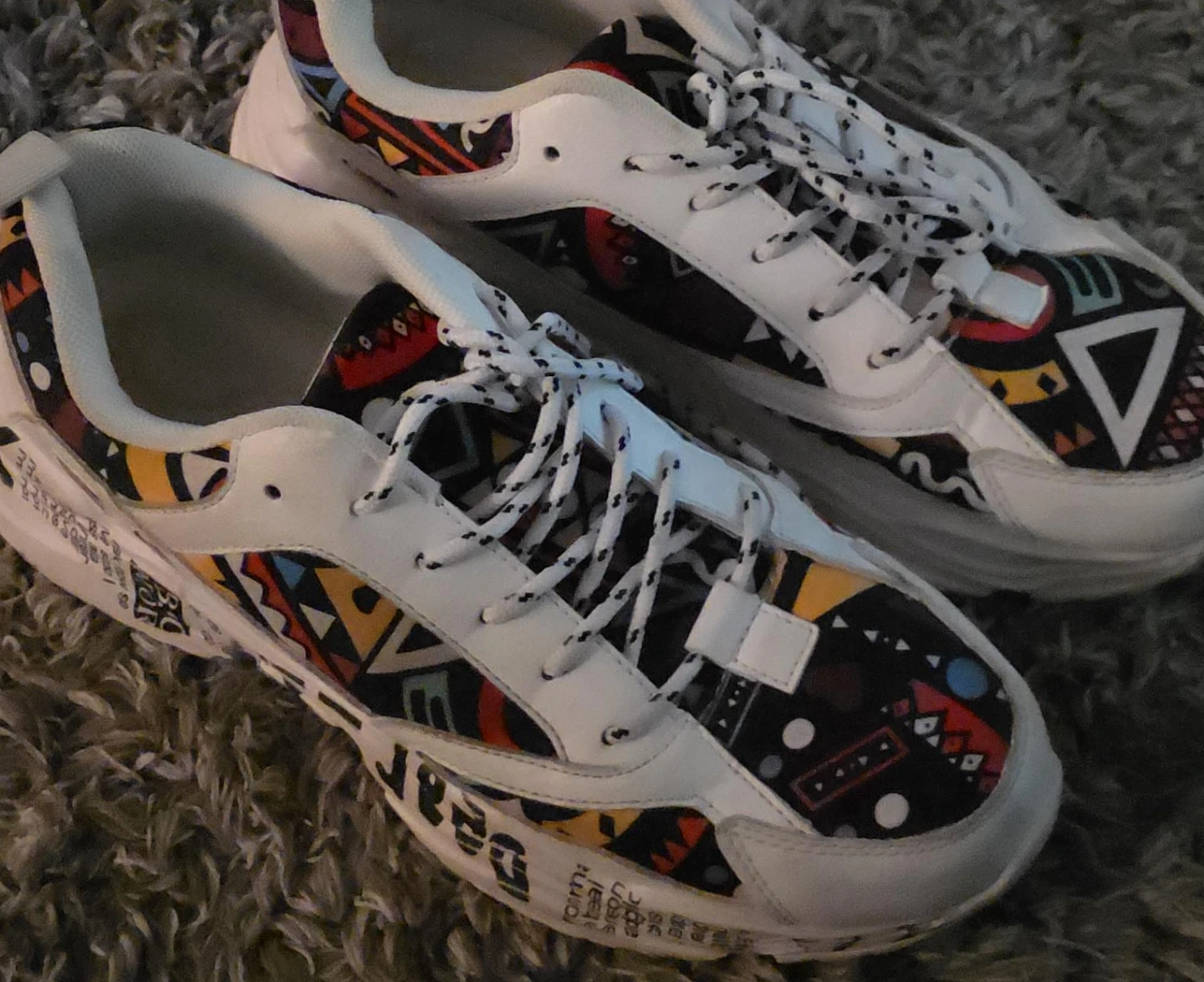 White & Colourful Patterned Sneakers
