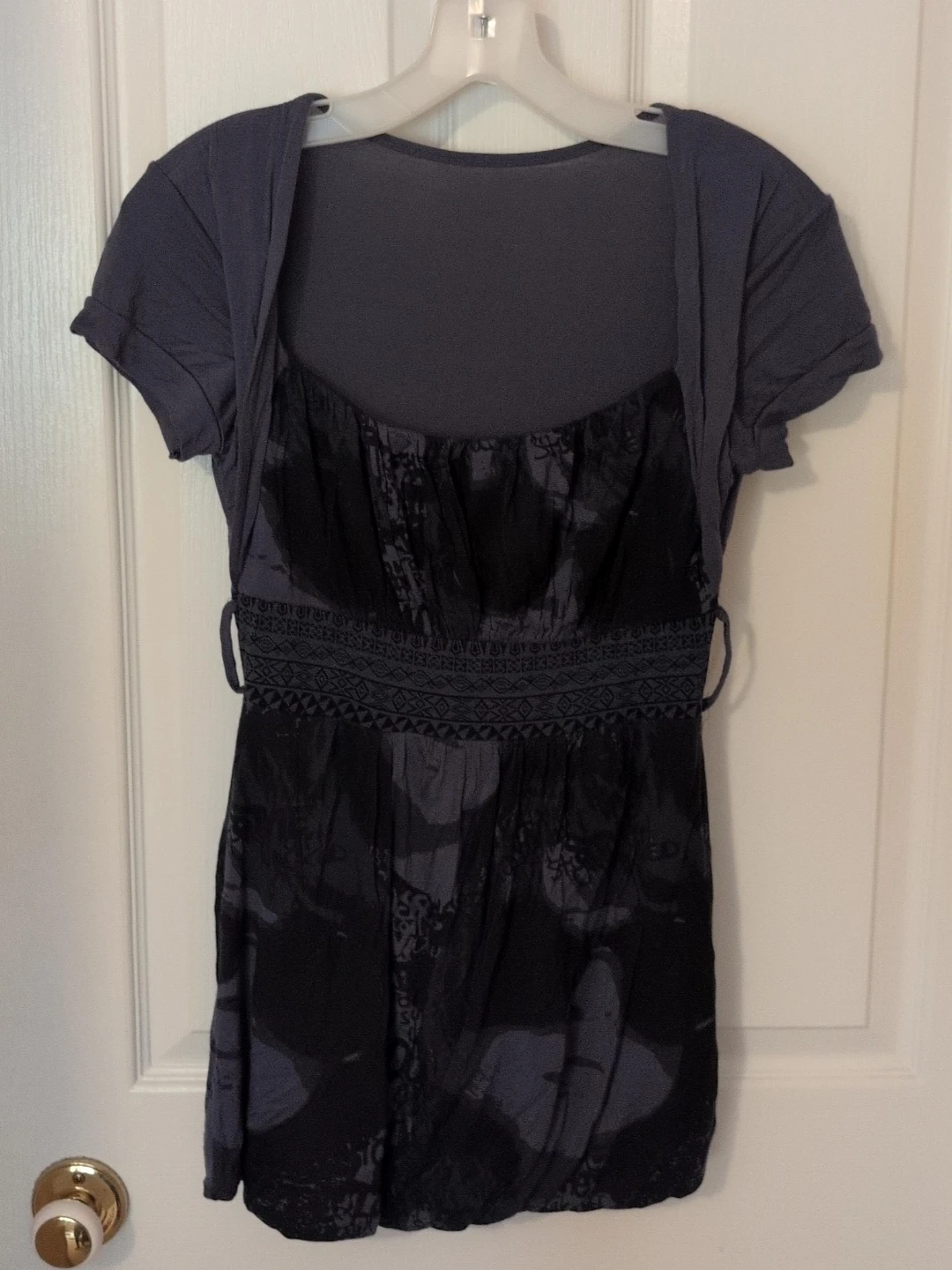 Women's Grey & Black Printed Dress