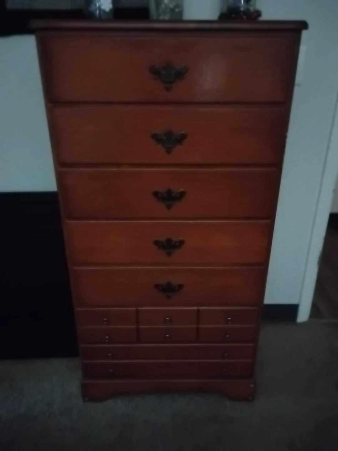 Wooden Tall Dresser with Multiple Drawers