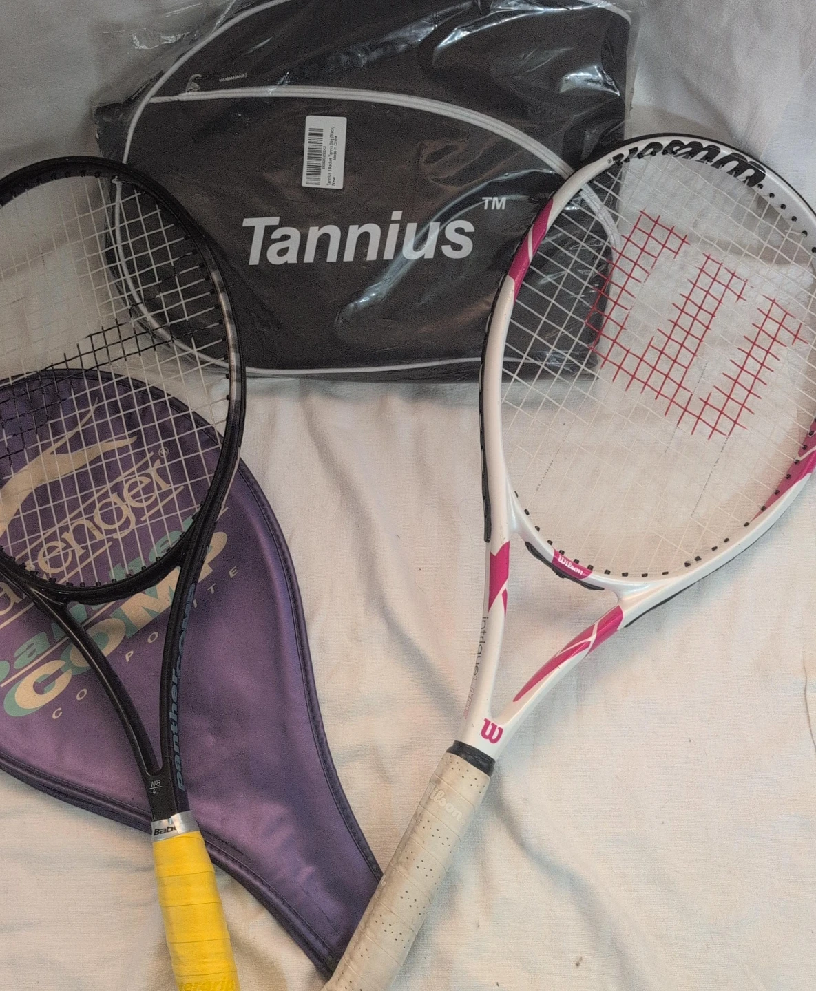 Wilson and Slazenger Tennis Rackets with Tannius Bag