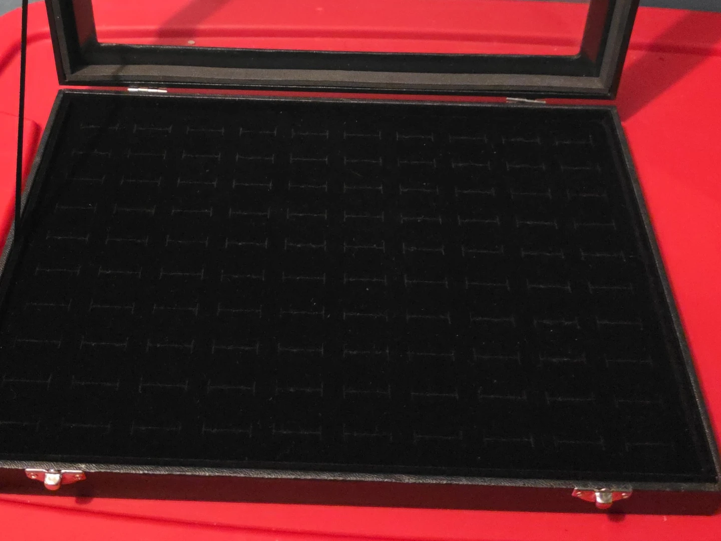Black Jewelry Display Case with Glass Lid
