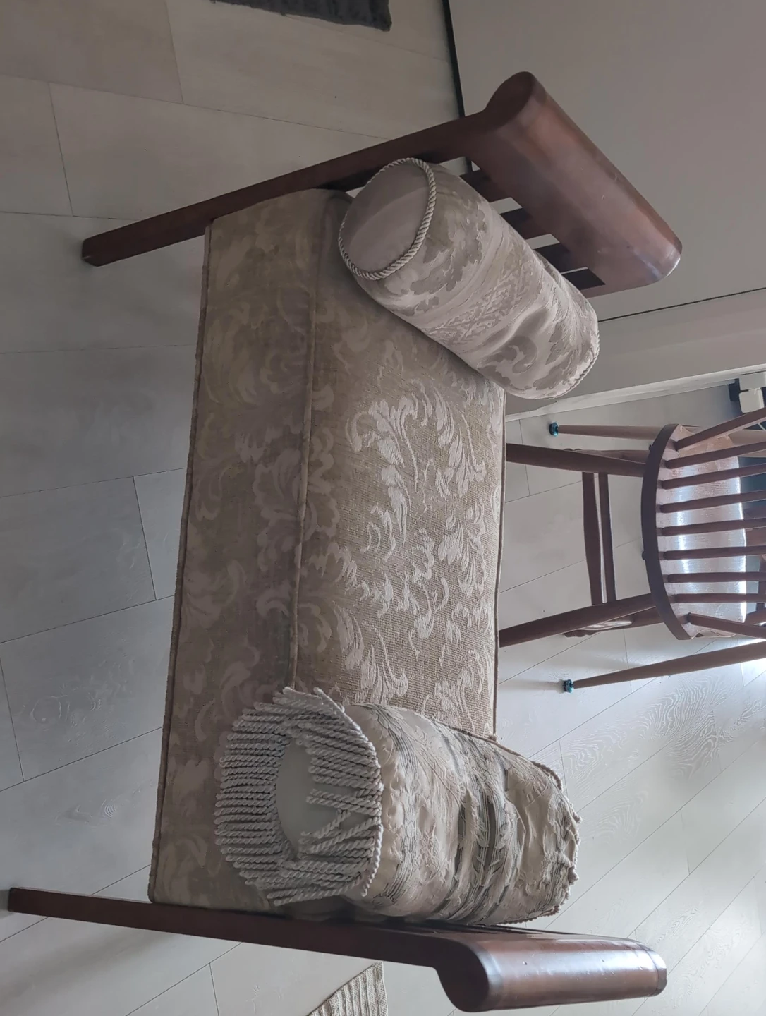 Vintage Bench with Decorative Bolster Pillow