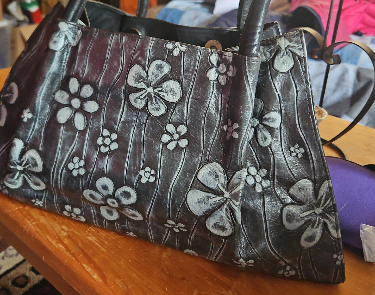 Floral Embossed Handbag