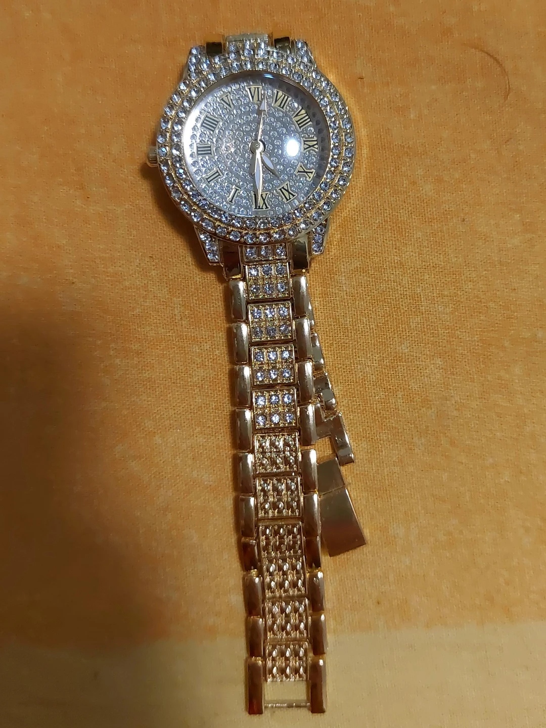 Gold Tone Crystal Accent Watch