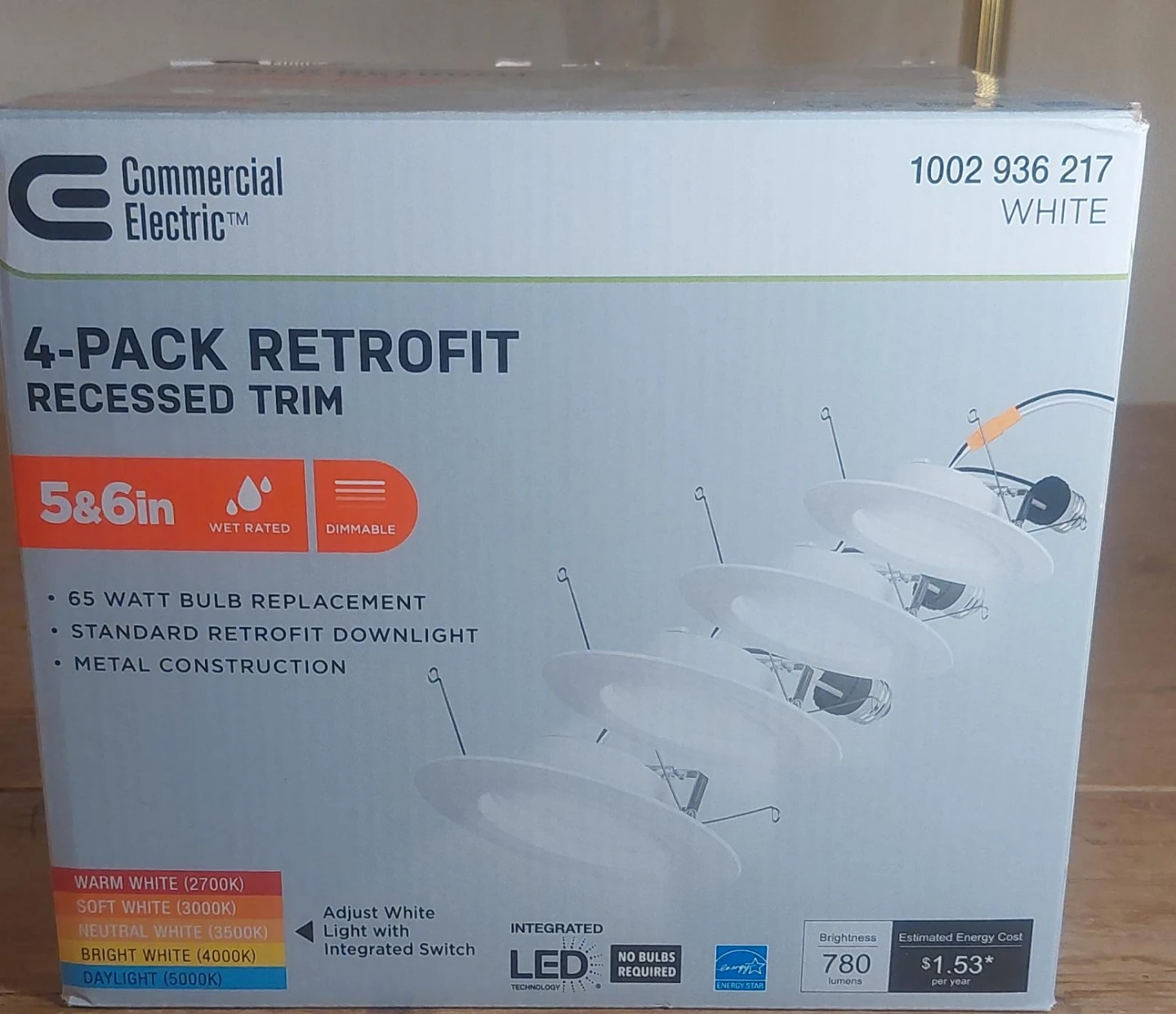 3 Commercial Electric Retrofit Recessed Trim 5&6in White