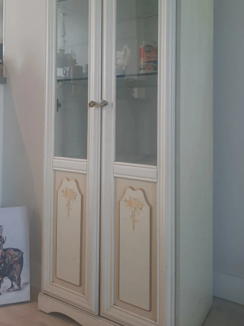 White Display Cabinet with Glass Doors