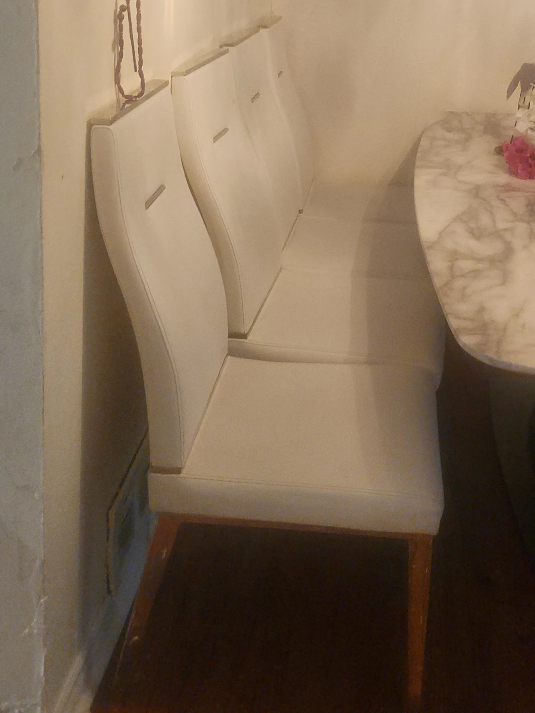 White Faux Leather Banquette Bench