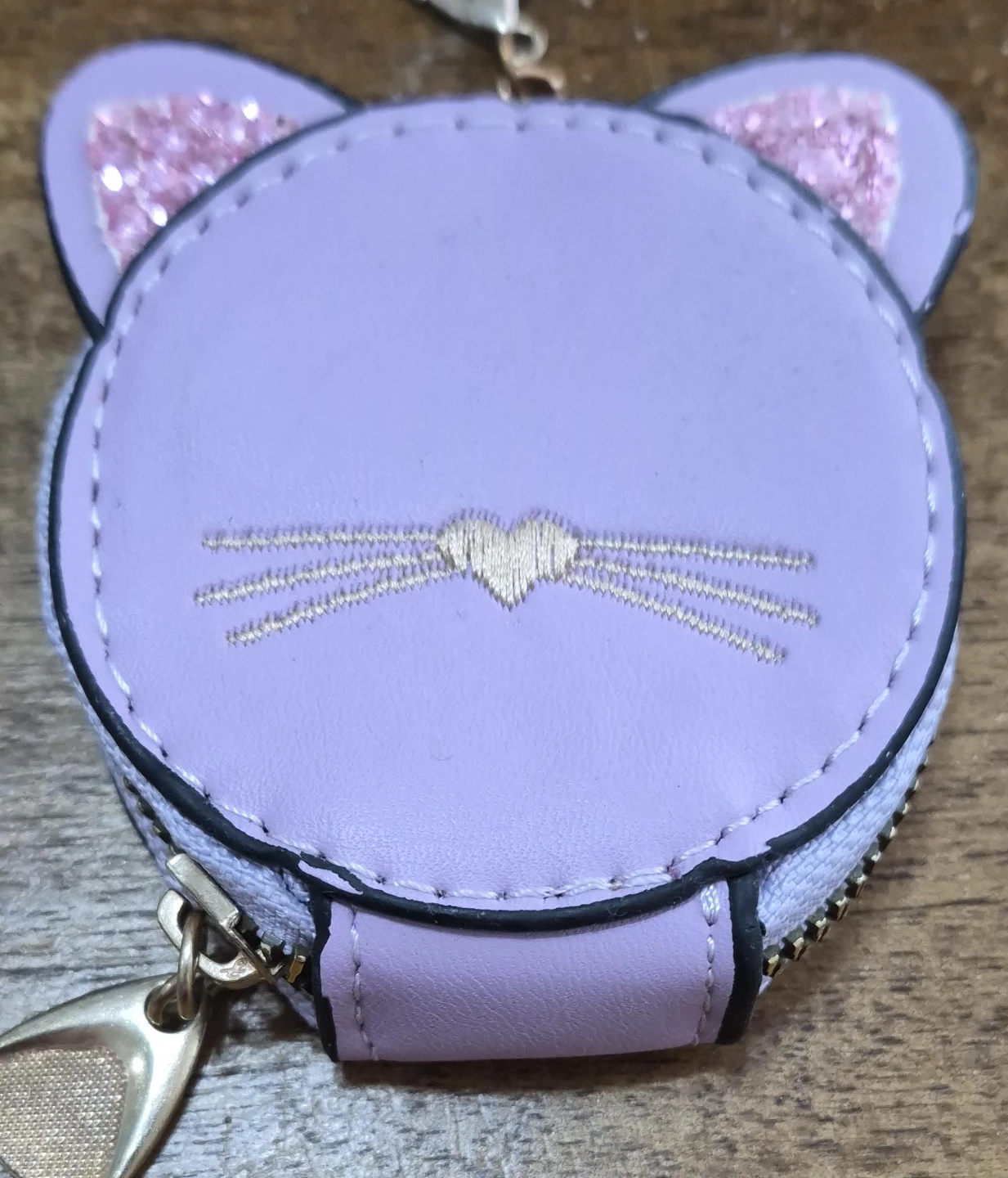 Purple Cat Face Coin Purse