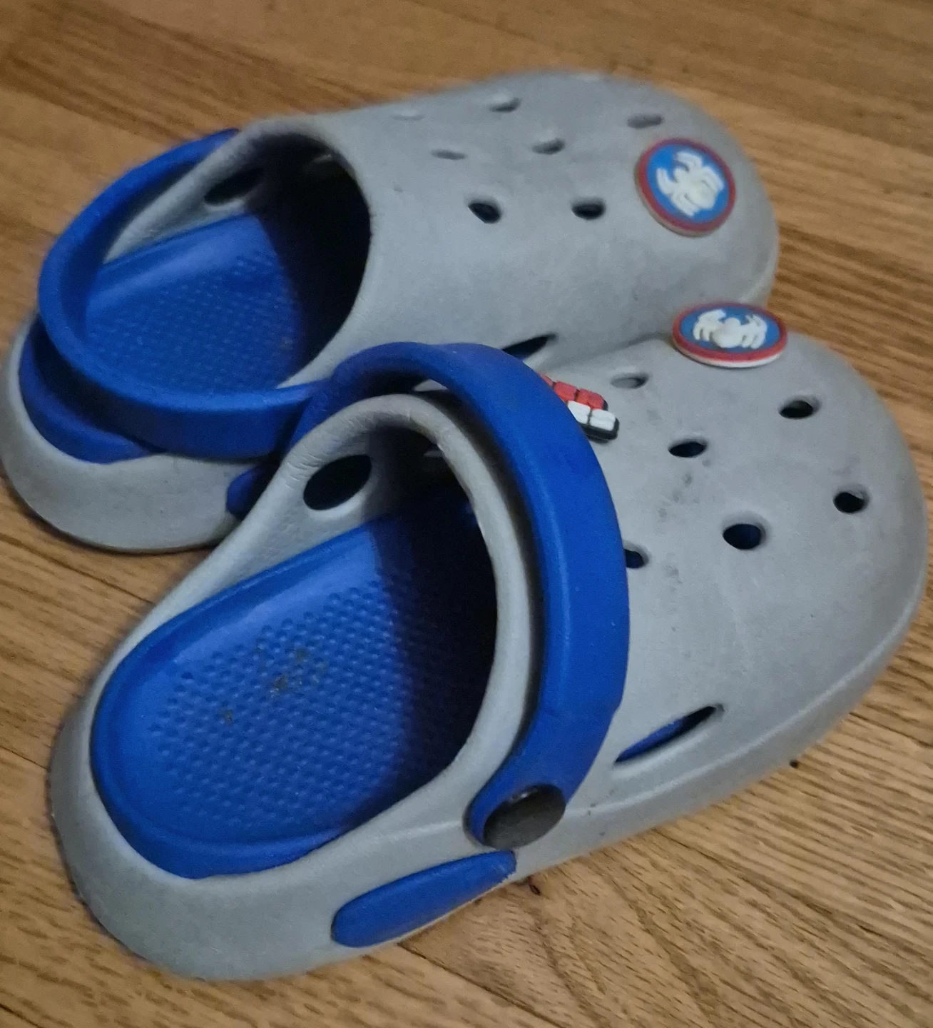 Kids' Grey Blue Crocs with Charms for 3 year olds