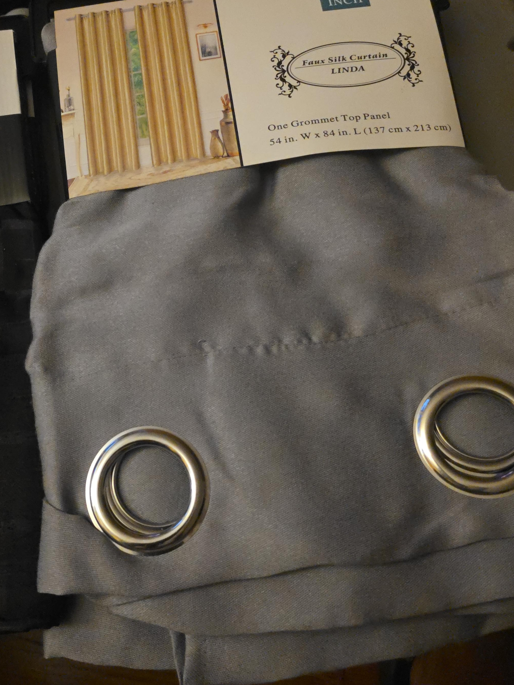 Faux Silk Grommet Curtain Panel - Linda
