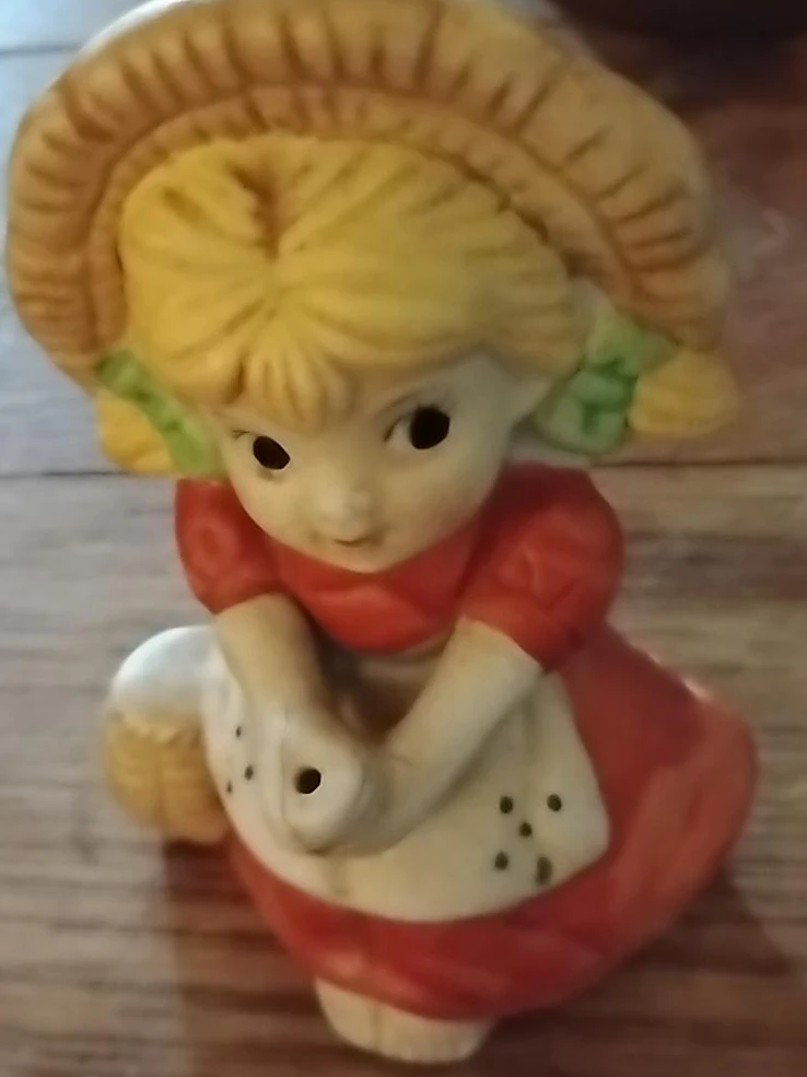 Ceramic Girl with Basket Figurine