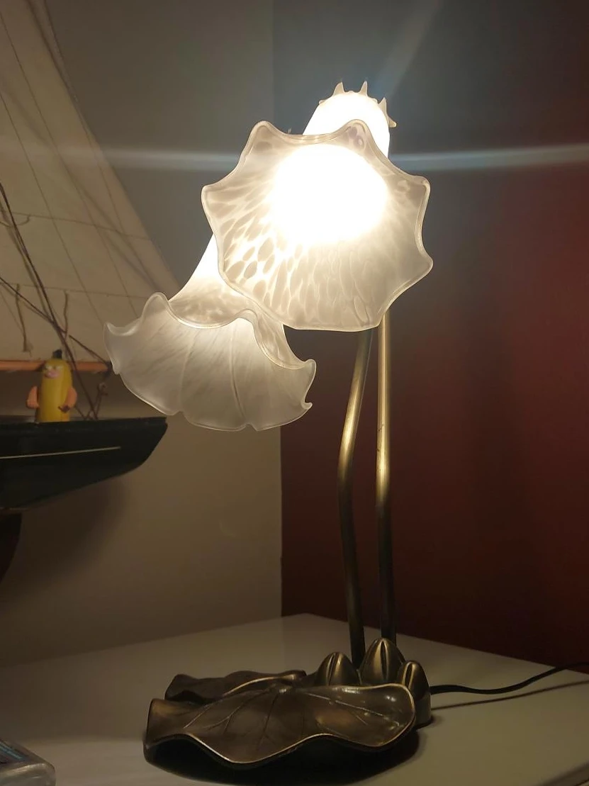 Table Lamp with Frosted Flower Shades