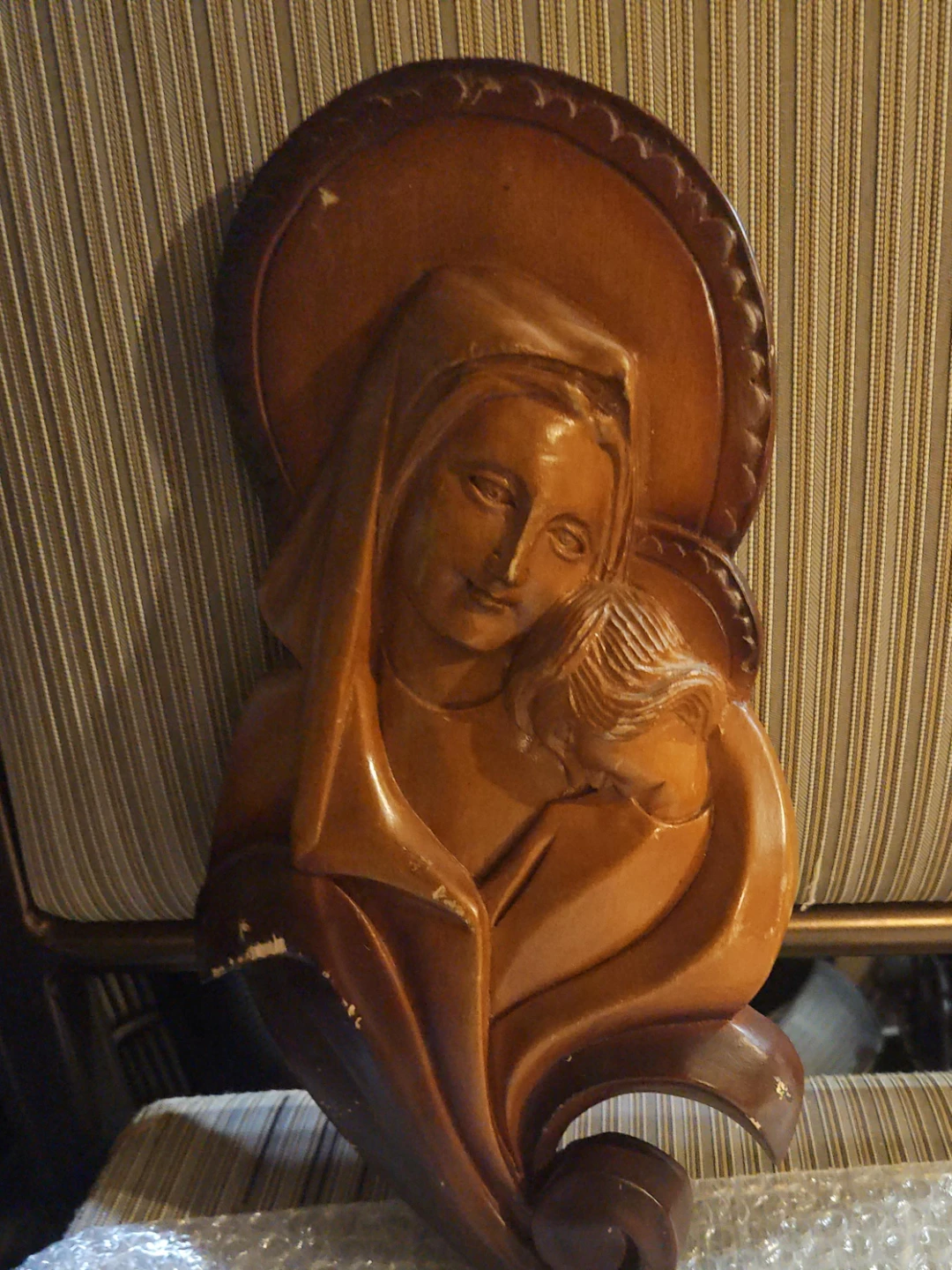 Wooden Carving of Mary and Child