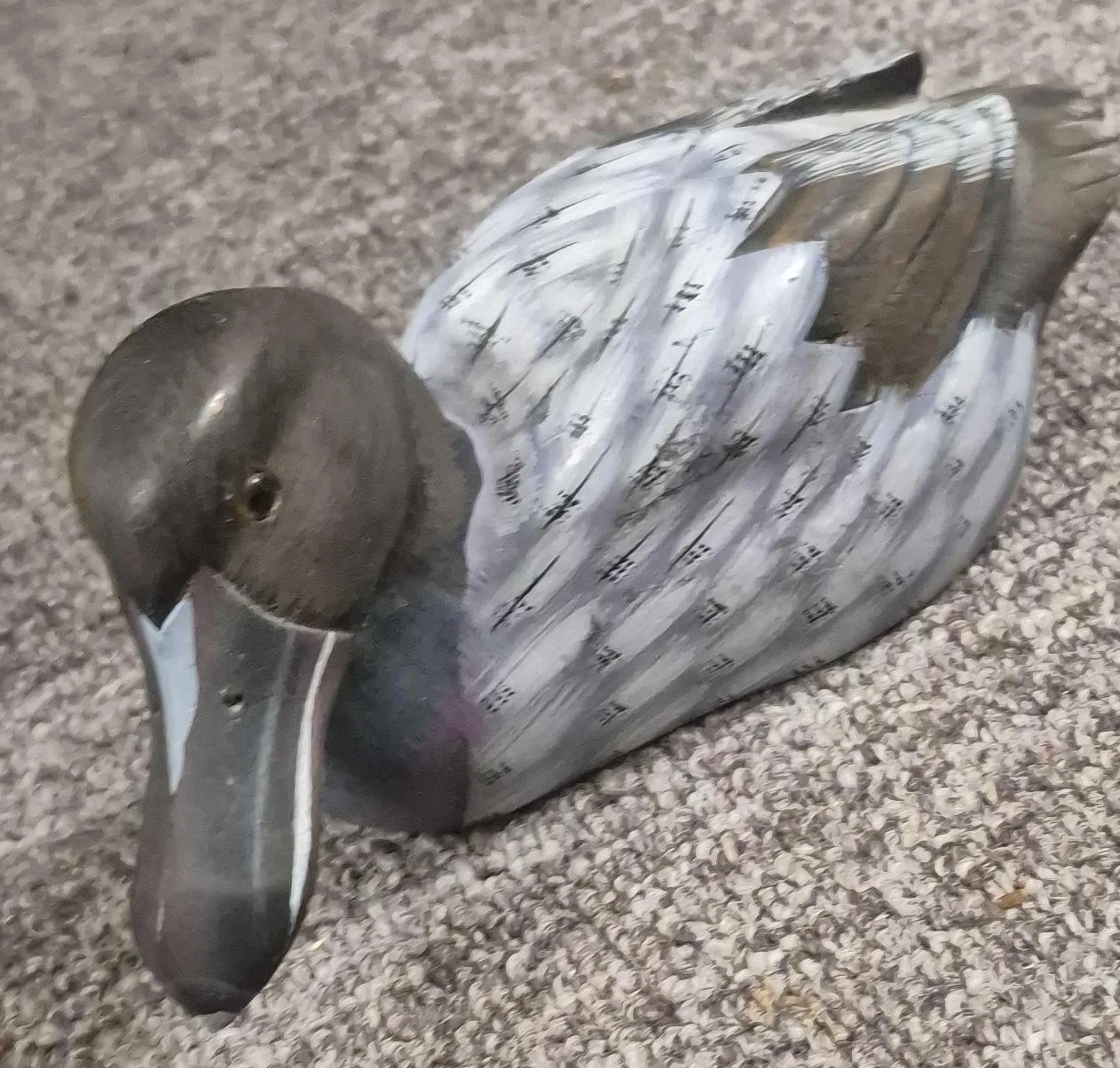 Hand-Painted Wooden Duck Figurine