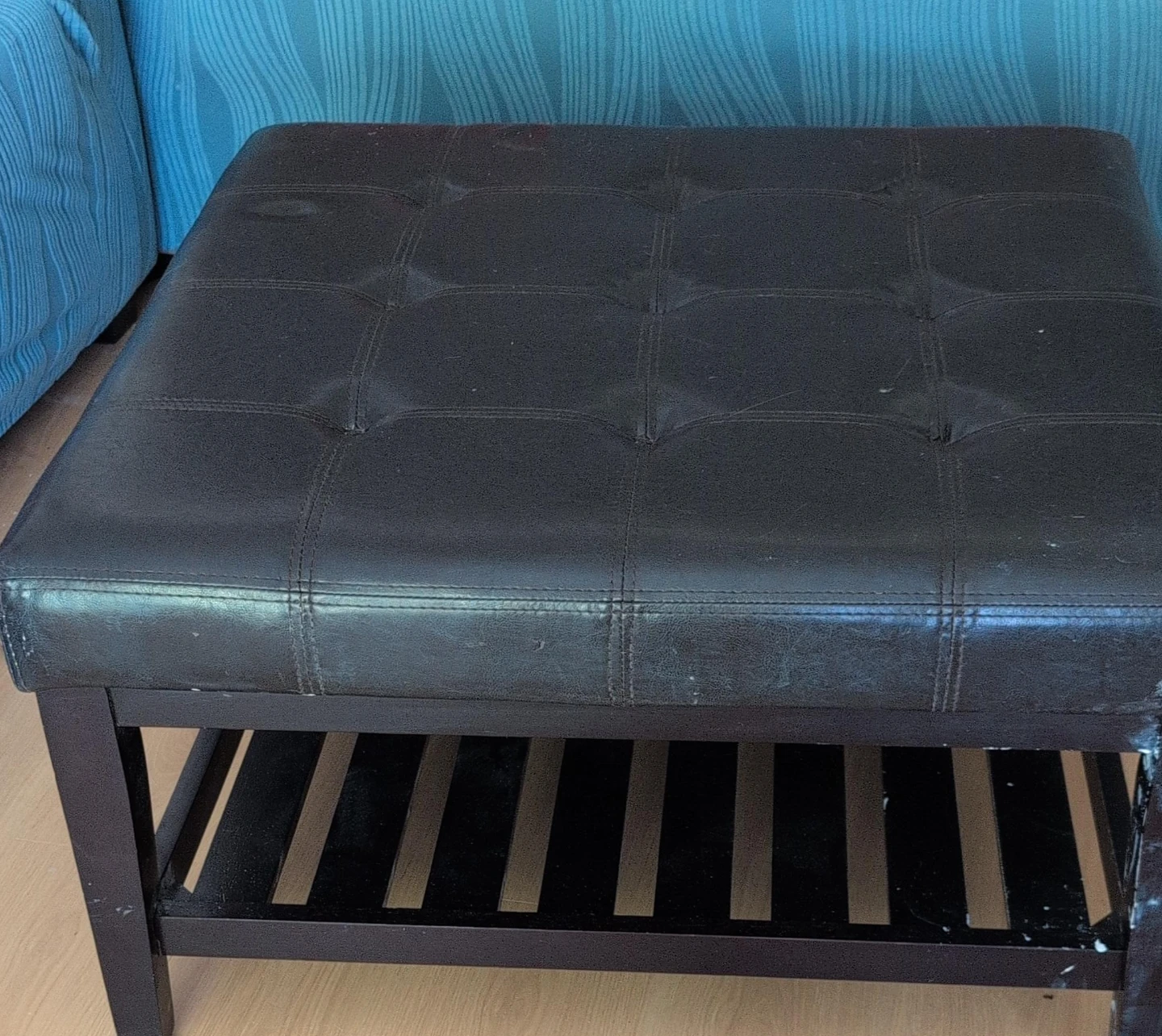 Dark Brown Tufted Storage Ottoman coffee table pick up as it