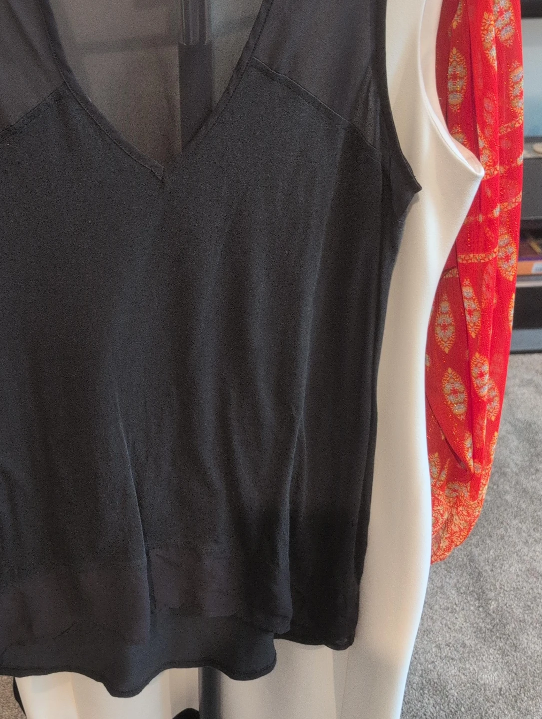 DKNYC Black Sheer Panel Sleeveless Top - Size M