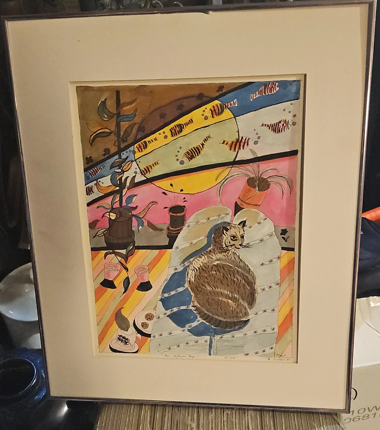 Framed Watercolor Painting - "An Afternoon Nap"
