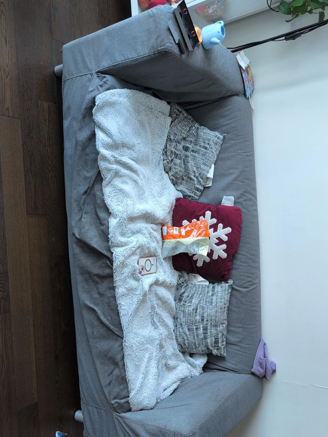 Grey IKEA 3 seater sofa - one cushion overused