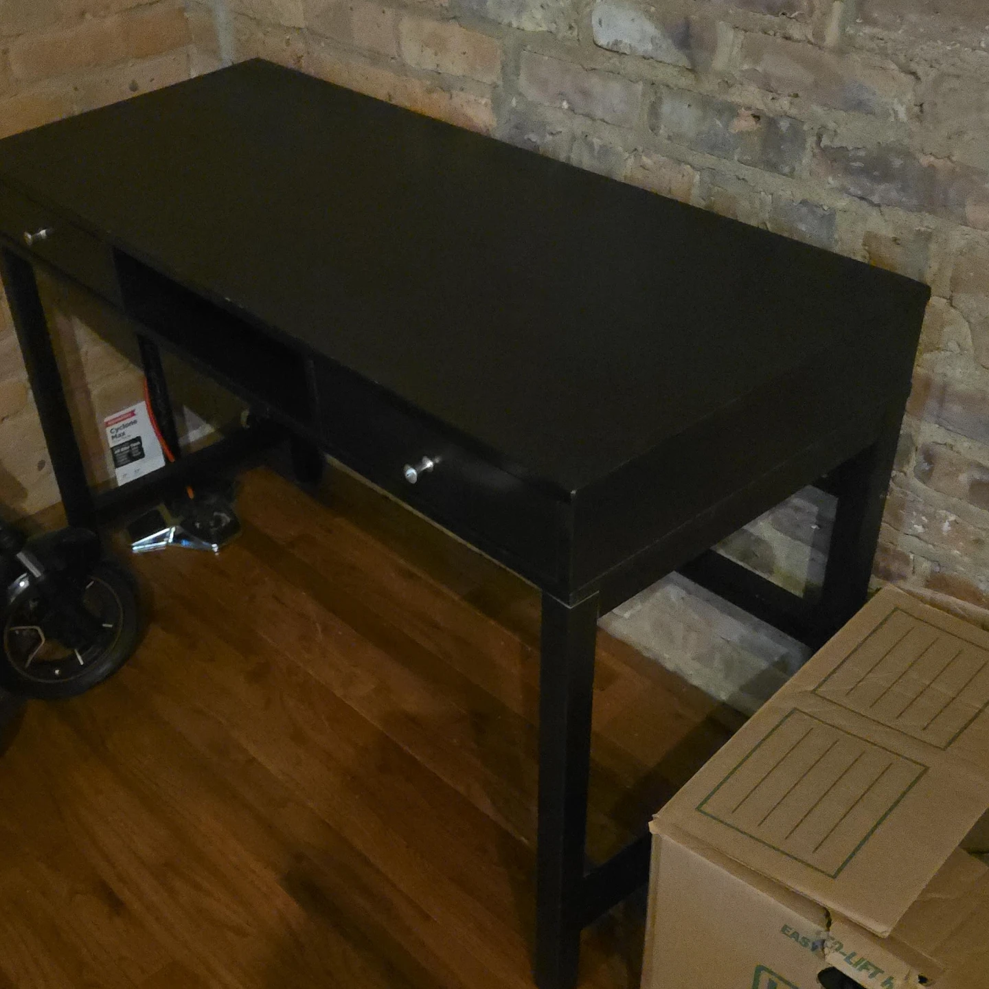 Black Console Desk with Drawers