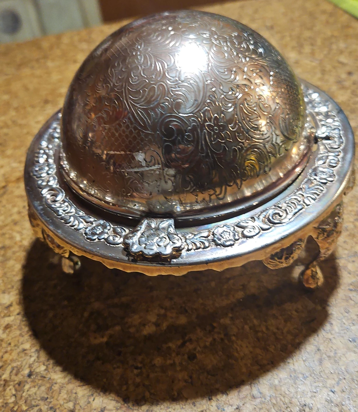 Vintage Ornate Silver Plated Butter Dish