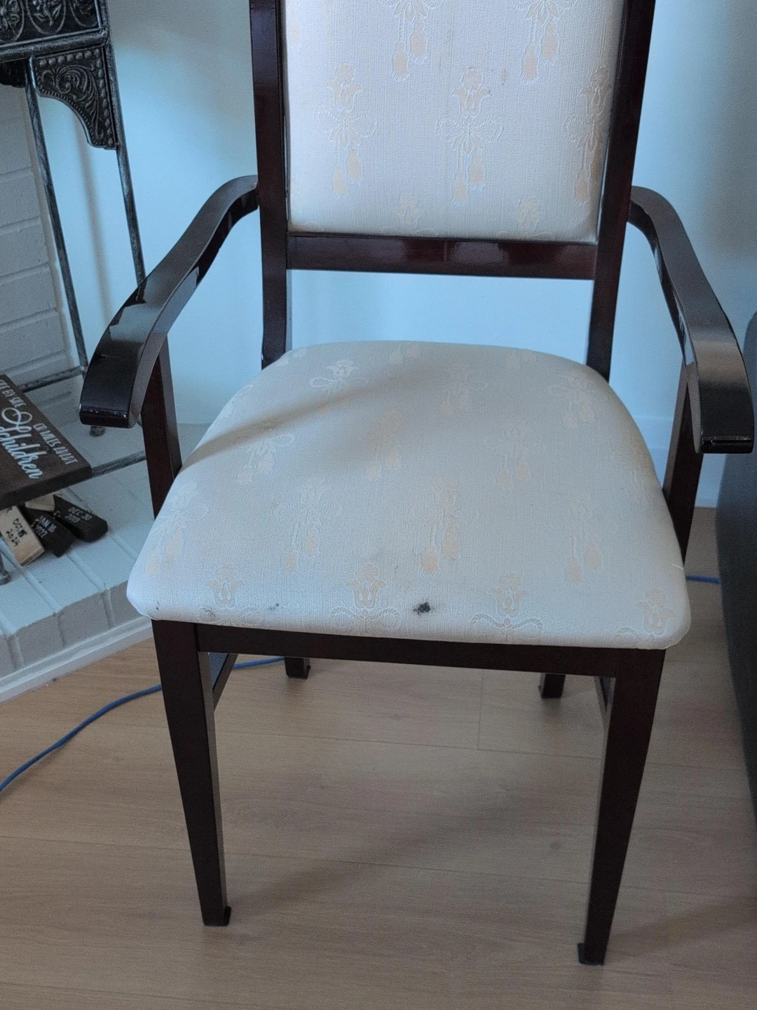 Armchair with patterned upholstery two chairs for $90