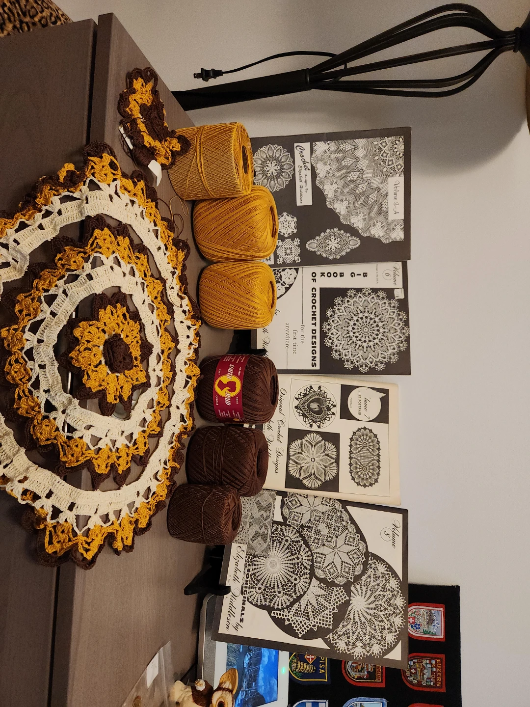 Handmade Crochet Doily and Yarn