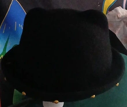 Black Hat with Cat Ears and Gold Studs