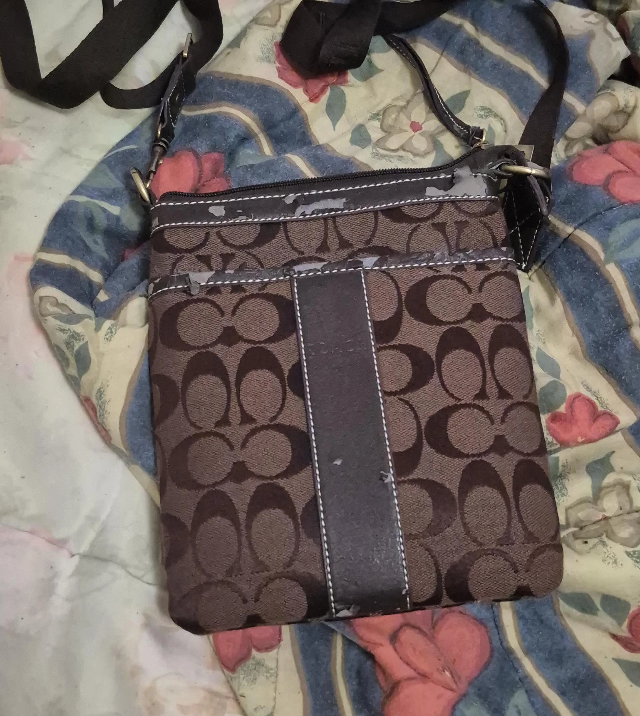 Brown Coach Monogram Crossbody Bag