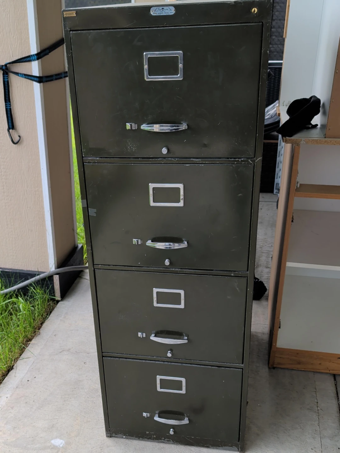 Vintage 4-Drawer Metal Filing Cabinet - Olive Green