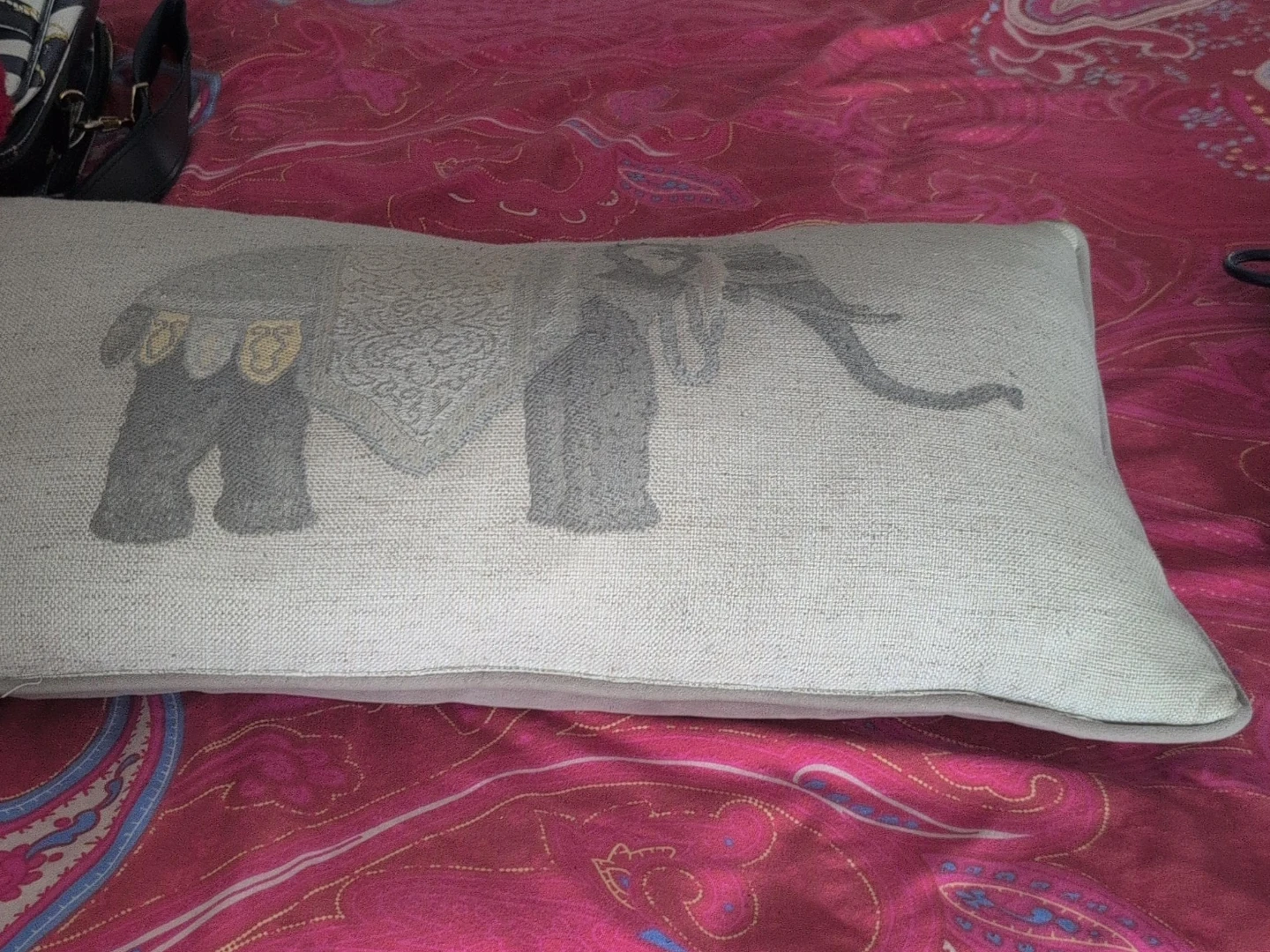Decorative Throw Pillow with Elephant Design