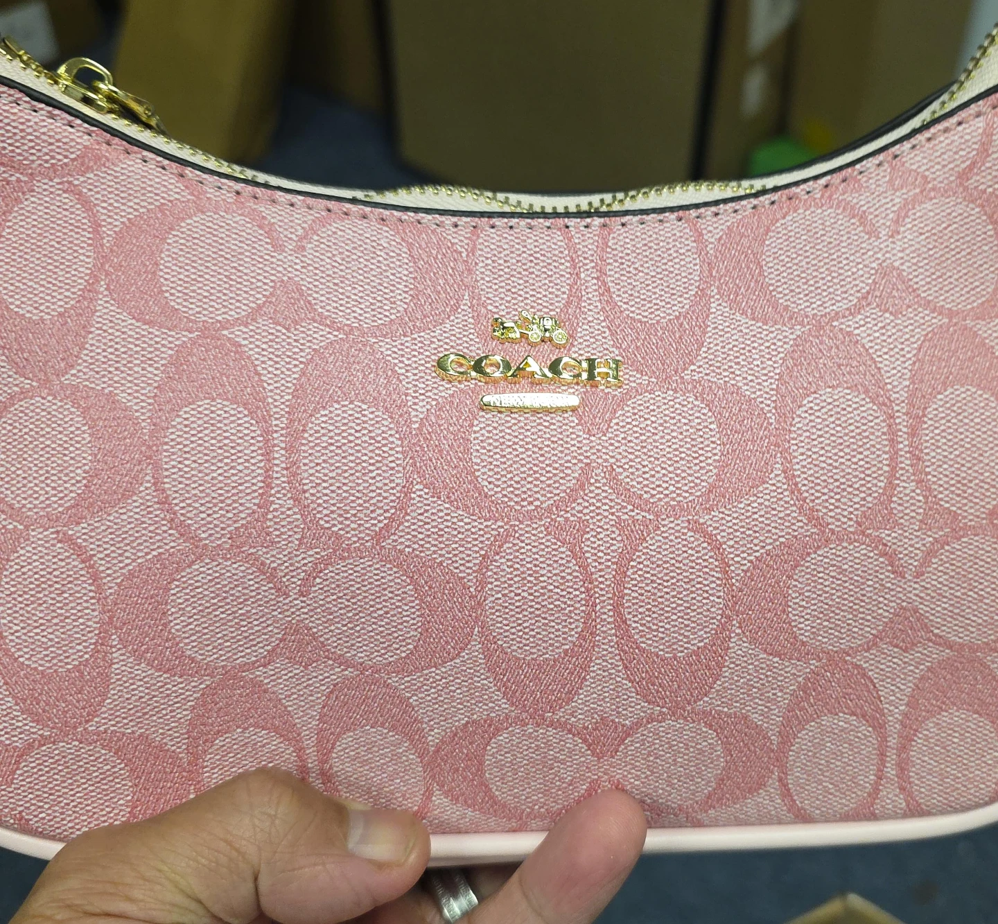 Coach Pink Signature Pattern Wristlet/Clutch Bag